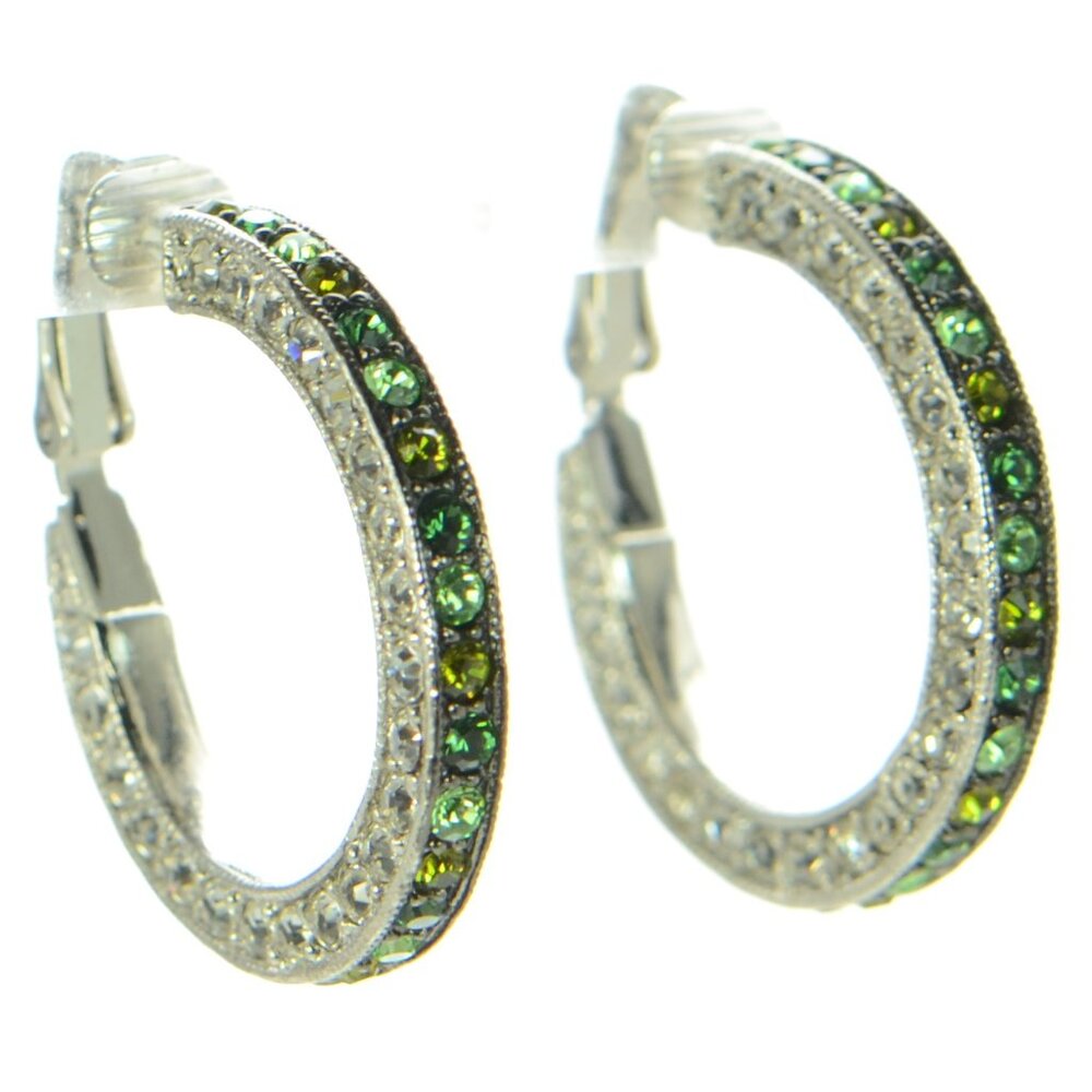 Vintage Kenneth Jay Lane KJL Crystal Hoop Clip Earrings